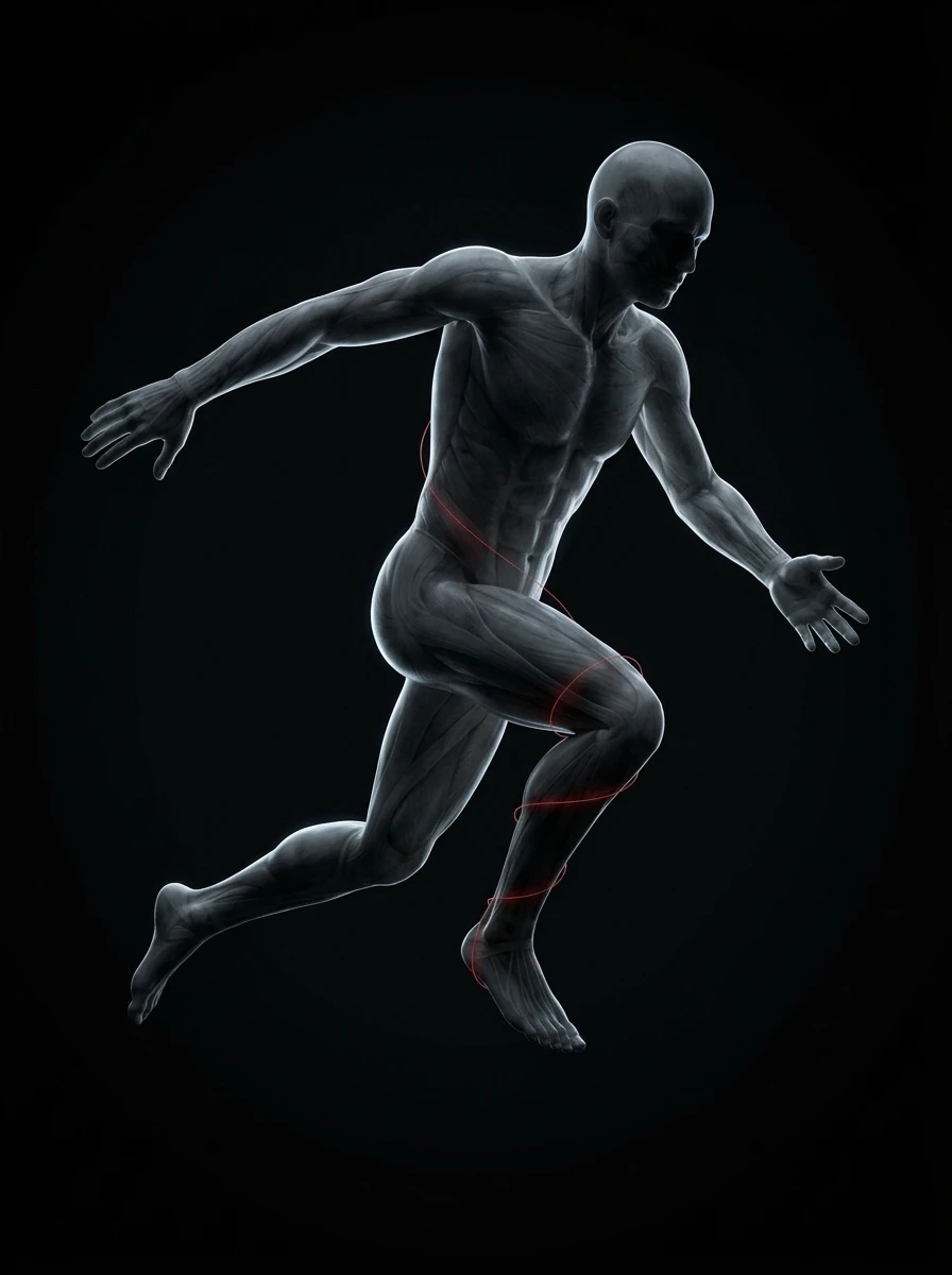 Graphite anatomical figure with the joints the report reads marked